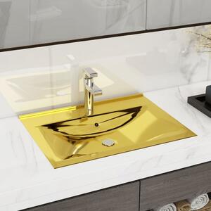 Umywalka z przelewem, 60 x 46 x 16 cm, ceramiczna, złota