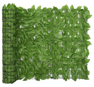 Parawan balkonowy, zielone liście, 600x100 cm