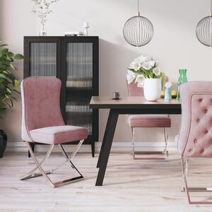 Krzesło stołowe, różowe, 53x52x98 cm, aksamit i stal