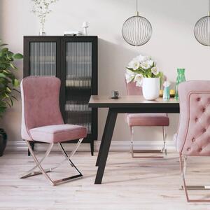 Krzesła stołowe, 4 szt., różowe, 53x52x98 cm, aksamit i stal