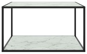 Stolik kawowy, szkło w kolorze biały marmur, 90x90x50 cm