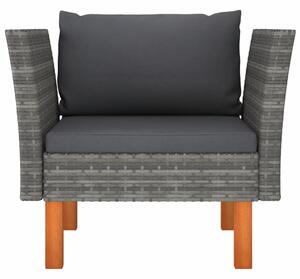 Sofa ogrodowa, polirattan i lite drewno eukaliptusowe