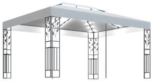 Altana z podwójnym dachem i sznurem lampek LED, 3x4 m, biała