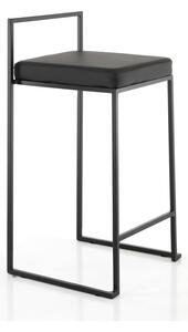 Czarny hoker z imitacji skóry (wysokość siedziska 65 cm) Dodo – Tomasucci
