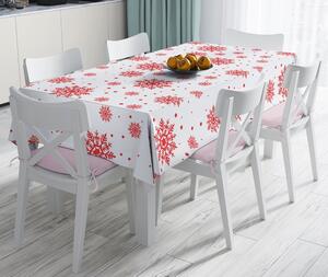 Świąteczny obrus z domieszką bawełny Minimalist Cushion Covers Red Snowflakes, 140x180 cm