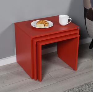 Adore Furniture ZESTAW 3x Stolik kawowy czerwony AD0131