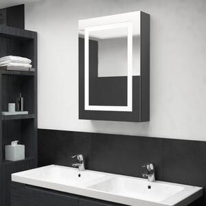 Szafka łazienkowa z lustrem i LED, szara, 50x13x70 cm