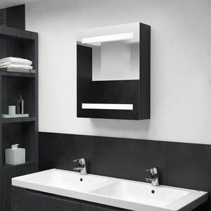 Szafka łazienkowa z lustrem i LED, czarna, 50x14x60 cm