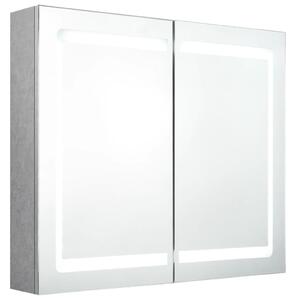 Szafka łazienkowa z lustrem i LED, szarość betonu, 80x12x68 cm