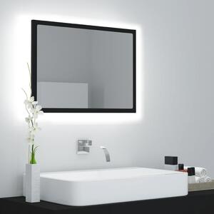 Lustro łazienkowe z LED, czarne, 60x8,5x37 cm, akryl