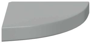 Narożne półki ścienne, 4 szt., połysk, szare, 25x25x3,8 cm, mdf
