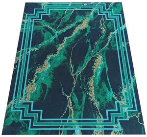 Nowoczesny zielony dywan z ramką - Sellu 9X