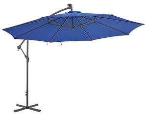 Parasol wiszący z lampkami LED, lazurowy, 350 cm