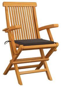 Krzesła ogrodowe, poduszki taupe, 4 szt., drewno tekowe