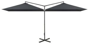 Podwójny parasol na stalowym słupku, antracytowy, 600x300 cm