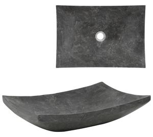 Umywalka, 50 x 35 x 12 cm, marmurowa, czarna