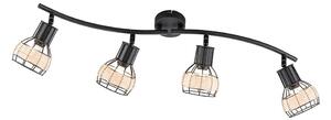 Czarna lampa sufitowa z metalowo-rattanowym kloszem 10,5x70 cm Straw – Fischer & Honsel