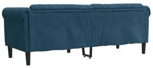 Sofa 3-osobowa, niebieska, tapicerowana aksamitem