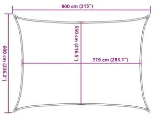 Żagiel przeciwsłoneczny, 160 g/m², piaskowy, 6x8 m, hdpe