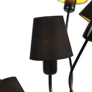 Designerska lampa podłogowa czarna 5-punktowa z kloszem zaciskowym - Wimme Oswietlenie wewnetrzne