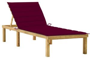 Leżak z poduszką w kolorze wina, impregnowane drewno sosnowe