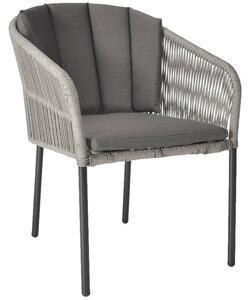 Plecione krzesło ogrodowe z poduszkami Victoria czarno-szare