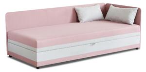 Tapczan łóżko jednoosobowe z pojemnikiem Hirek 80x200 Różowy/Szary