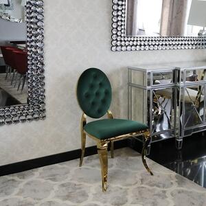 Krzesło Ludwik II Gold glamour Green - złote krzesła pikowane guzikami
