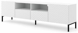 Długa szafka rtv 200 cm biały mat + czarne nóżki A8-R66