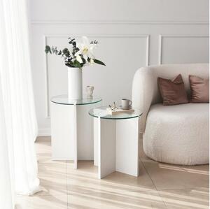Asir ZESTAW 2x Stół składany LILY śr. 40 cm biały/przezroczysty AS1574