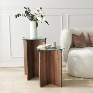 Asir ZESTAW 2x Stół składany LILY śr. 40 cm brązowy/przezroczysty AS1573