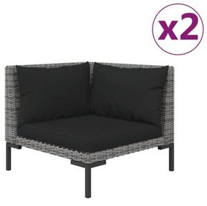 Ogrodowy 3-cz. zestaw wypoczynkowy, ciemnoszary rattan pe