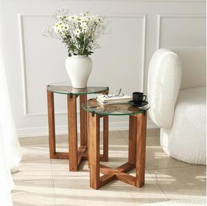 Asir ZESTAW 2x Stół składany AMALFI śr. 40 cm brązowy/przezroczysty AS1595