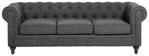 Klasyczna sofa 3-osobowa tapicerowana pikowana szara Chesterfield Beliani