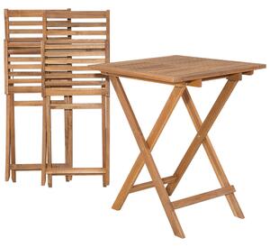 Składany zestaw mebli balkonowych drewno akacjowe brąz 2 krzesła stolik Fiji Beliani