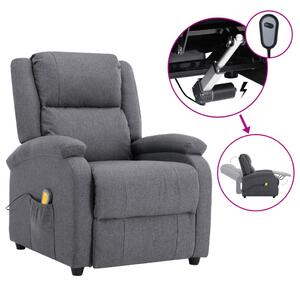Rozkładany masujący fotel elektryczny, ciemnoszary, tkanina