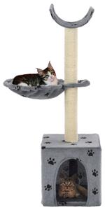 Drapak dla kota z sizalowymi słupkami, 105 cm, szary w łapki