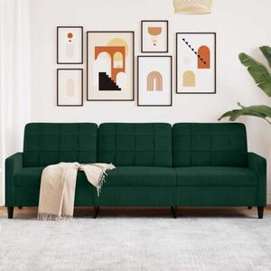 Sofa 3-osobowa, ciemnozielony, 210 cm, obita aksamitem
