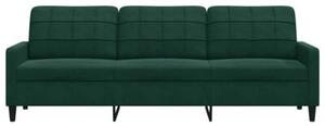 Sofa 3-osobowa, ciemnozielony, 210 cm, obita aksamitem