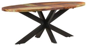 Stół jadalniany, owalny, 200x100x75 cm, lite drewno z odzysku