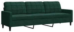 Sofa 3-osobowa, ciemnozielony, 210 cm, obita aksamitem