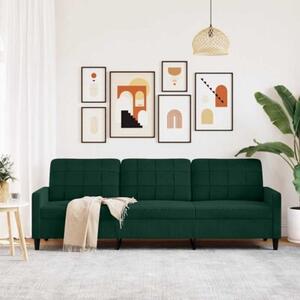 Sofa 3-osobowa, ciemnozielony, 210 cm, obita aksamitem