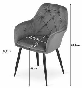 EMWOmeble Krzesła z podłokietnikami DAKAR 3714 różowy welur / 2 sztuki