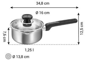 Rondel ze stali nierdzewnej z pokrywką odpowiedni na indukcję 1,25 l Brava – Tescoma