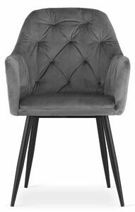EMWOmeble Krzesła z podłokietnikami DAKAR 3711 ciemnoszary welur / 2 sztuki