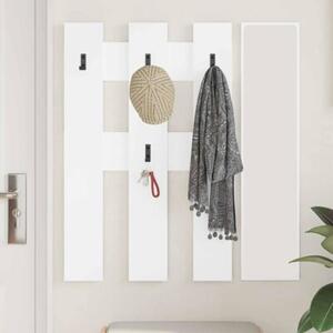 Nowoczesny wiszący wieszak na płaszcze z półkami - biały, minimalistyczny design