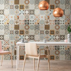 Zestaw 30 naklejek ściennych Ambiance Cement Tiles Bali, 10x10 cm