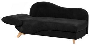 Szezlong lewostronny rozkładany z pojemnikiem poduszkami welurowy czarny Meri Beliani