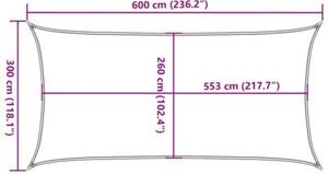 Żagiel przeciwsłoneczny, jasnoszary, 6x3 m, 100% poliester