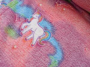 Świecący koc z mikroflaneli UNICORN 150x200 cm różowy